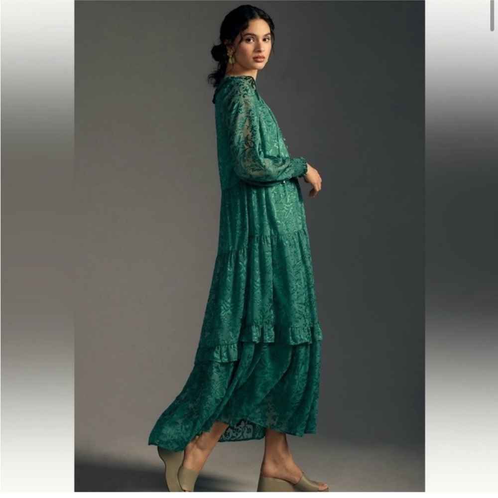 Anthropologie - The Marais Maxi Dress in Emerald Green - Size S